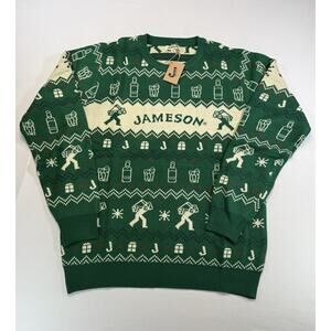 Jameson Irish Whiskey Ugly Christmas Sweater Green Holiday Crewneck NWT Large